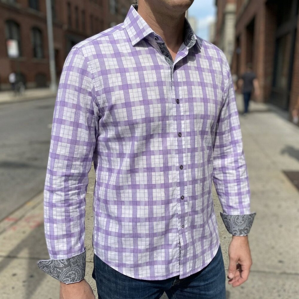 New Tasso Elba Button Up Long Sleeve Shirt Men s size L 16-16  1/2